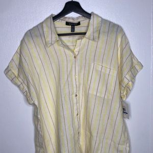 NWT Ellen Tracy Linen Blouse Tie Front sz xl